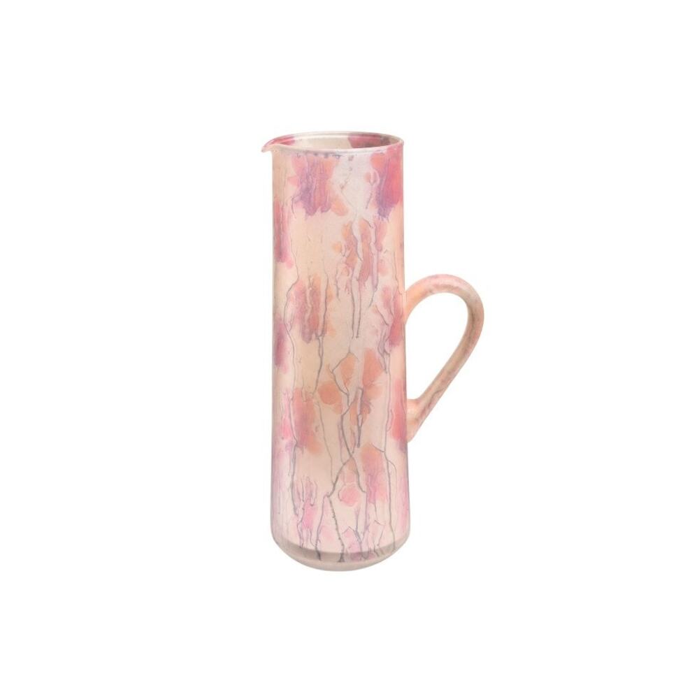 Vintage Reuven Rueven Nouveau Art Glass Pink Pitcher Vase 10.5"